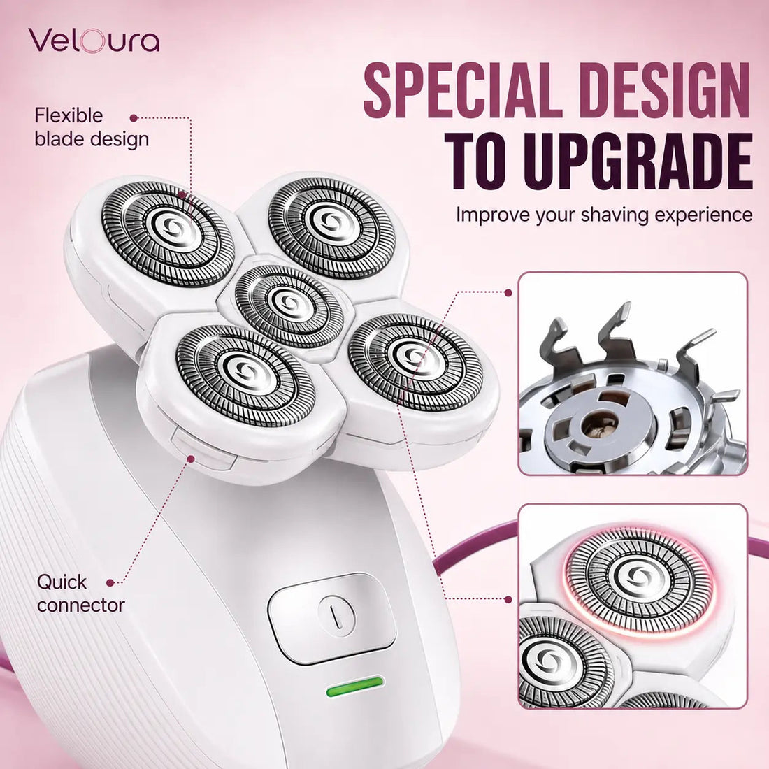 A shaver head unit that detaches from the handle for cleaning and replacement