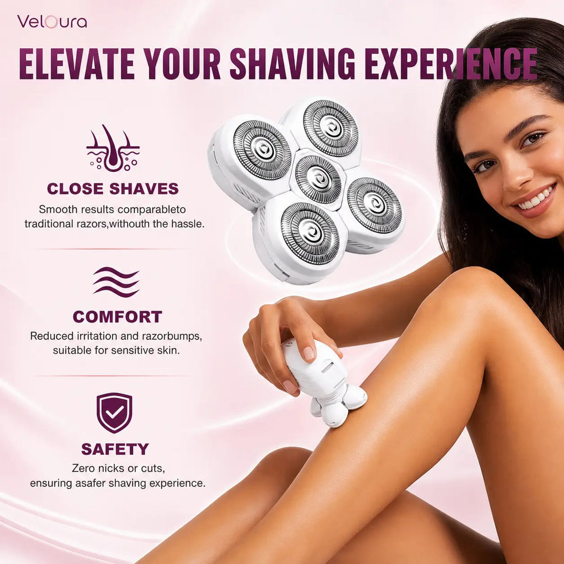 An electric body shaver held in the hand, ready for use